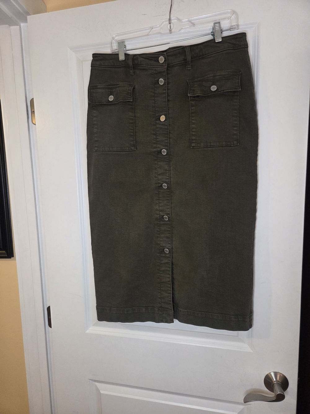 Banana Republic Denim Utility Midi Skirt Sz 14 Preloved